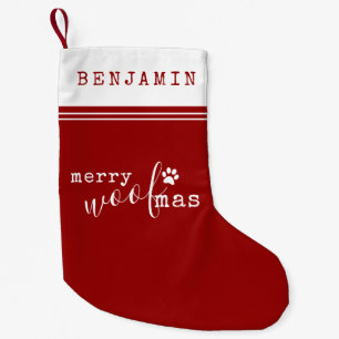 Personlig Hund Merry WOOFmas Liten Julstrumpa