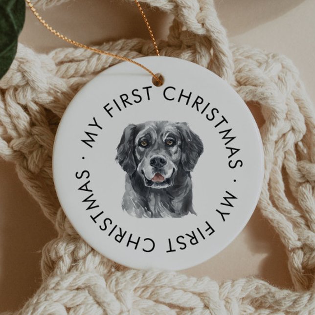 Personlig Hund Namn får min första jul Julgransprydnad Keramik (Skapare uppladdad)