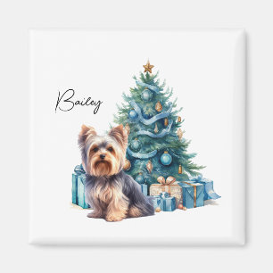 Personlig Hund Namn Yorkie med Julgran Magnet