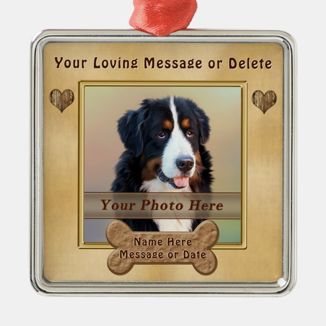 Personlig Hund Ornament FOTO, TEXT eller Ta bort (Framsidan)