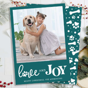 Personlig Hund Pet Photo KÄRLEK & JOY Paw Skriv ut Julkort