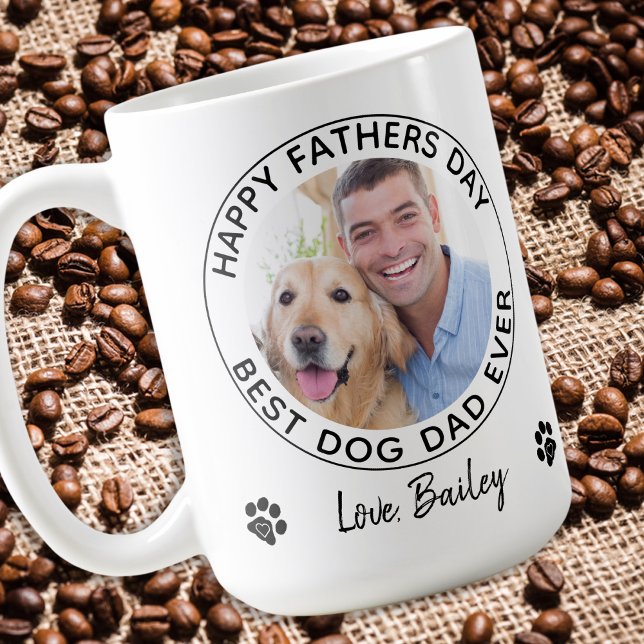 Personlig Hund Pet Photo Lycklig Fars dag Kaffemugg (Skapare uppladdad)