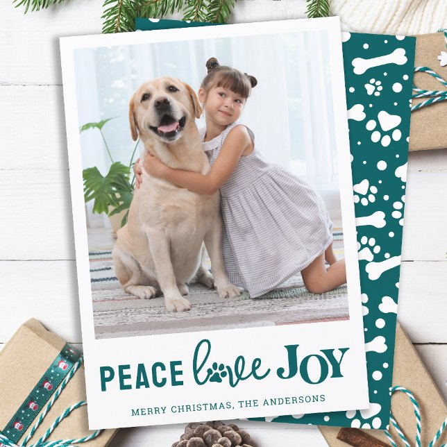 Personlig Hund Pet Photo PEACE KÄRLEK JOY Julkort (Skapare uppladdad)