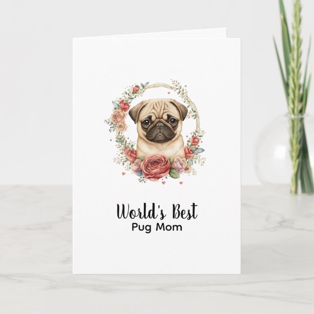 Personlig Hund Pet Pug Mors dag Helgkort (Framsida)
