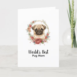 Personlig Hund Pet Pug Mors dag Helgkort