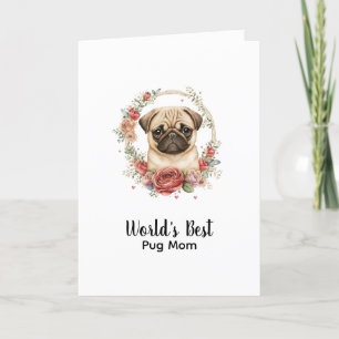 Personlig Hund Pet Pug Mors dag Helgkort