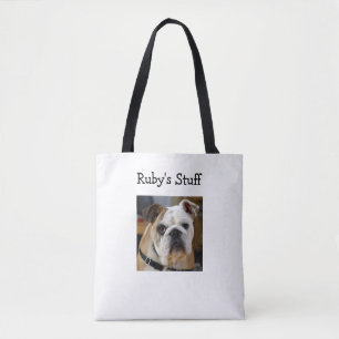Personlig Hund Photo and Namn Tote Bag Tygkasse