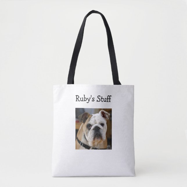 Personlig Hund Photo and Namn Tote Bag Tygkasse (Framsida)