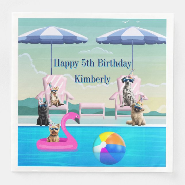 Personlig Hund Pool Fest Pappersservett (Framsida)