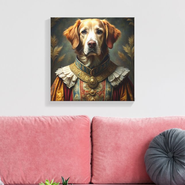 Personlig Hund Porträtt: Din Hund som Knight Canvastryck (Insitu (Vardagsrum))