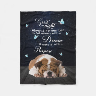 Personlig Hund Quilt Blanket, Bulldog Bra Night Fleecefilt