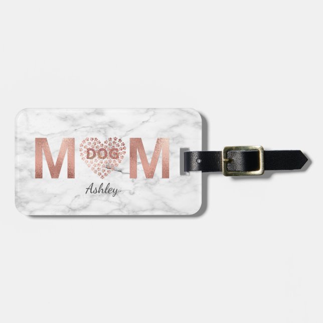 Personlig Hund Ro Guld Tass avtryck Heart Bagagebricka (Horisontell Framsida)