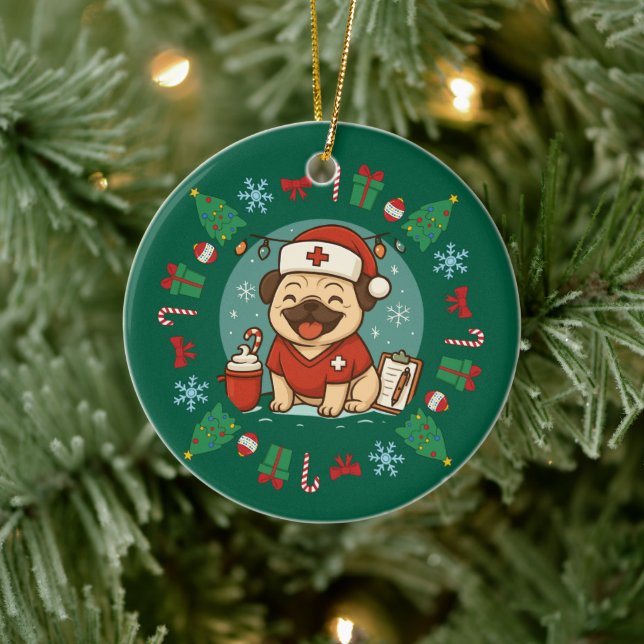Personlig Hund Sjukhuset Julgräddvit Helgdag Pet Julgransprydnad Keramik (Träd)