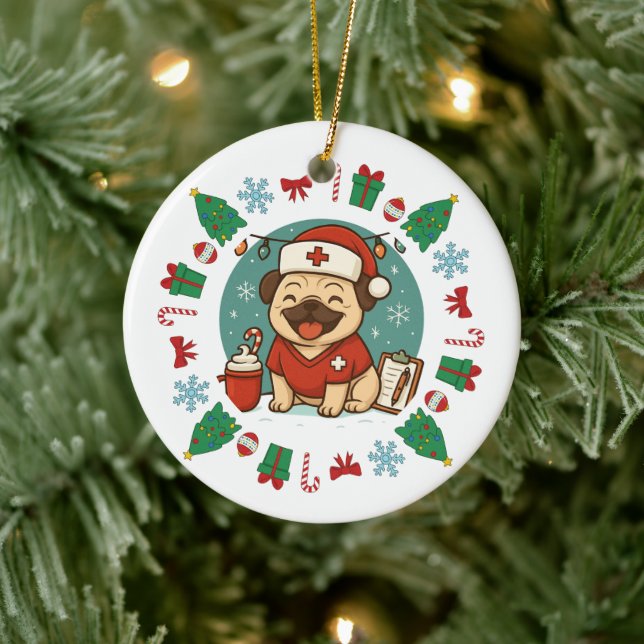 Personlig Hund Sjukhuset Julgräddvit Helgdag Pet Julgransprydnad Keramik (Träd)