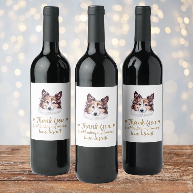 Personlig Hund Vin Bröllop Vinflaska Etikett (Skapare uppladdad)