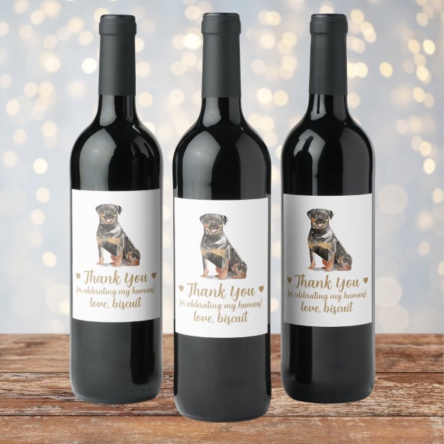 Personlig Hund Vin Bröllop Vinflaska Etikett (Skapare uppladdad)