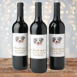 Personlig Hund Vin Bröllop Vinflaska Etikett