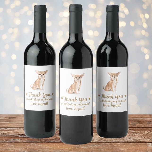 Personlig Hund Vin Bröllop Vinflaska Etikett (Skapare uppladdad)