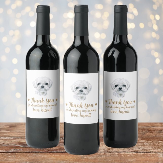 Personlig Hund Vin Bröllop Vinflaska Etikett (Skapare uppladdad)