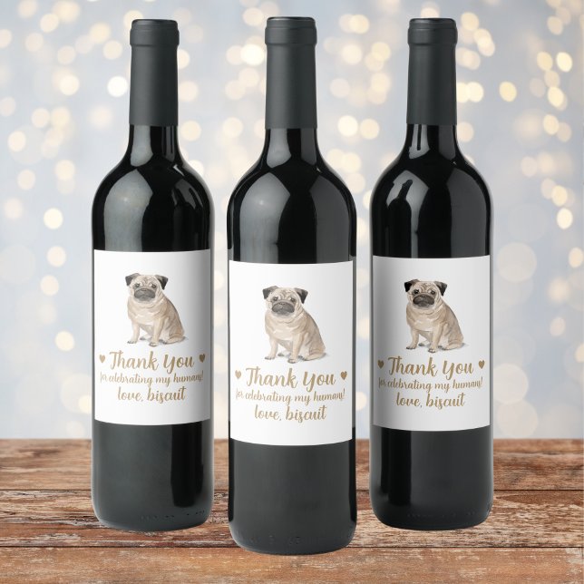 Personlig Hund Vin Bröllop Vinflaska Etikett (Skapare uppladdad)