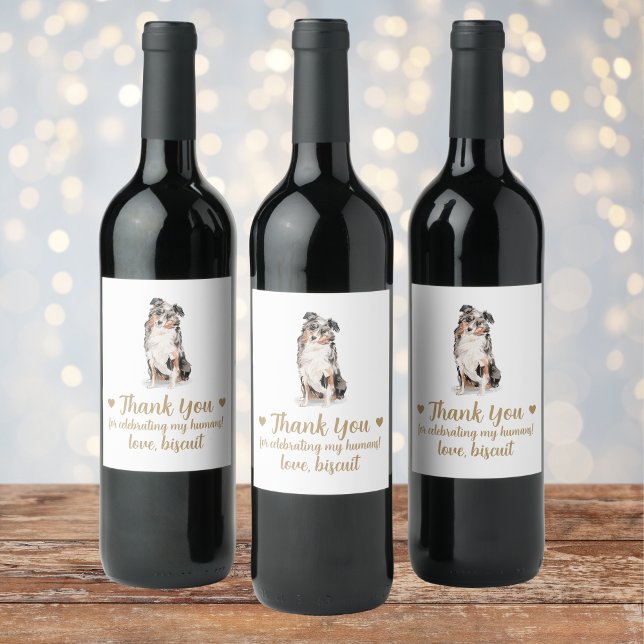 Personlig Hund Vin Bröllop Vinflaska Etikett (Skapare uppladdad)