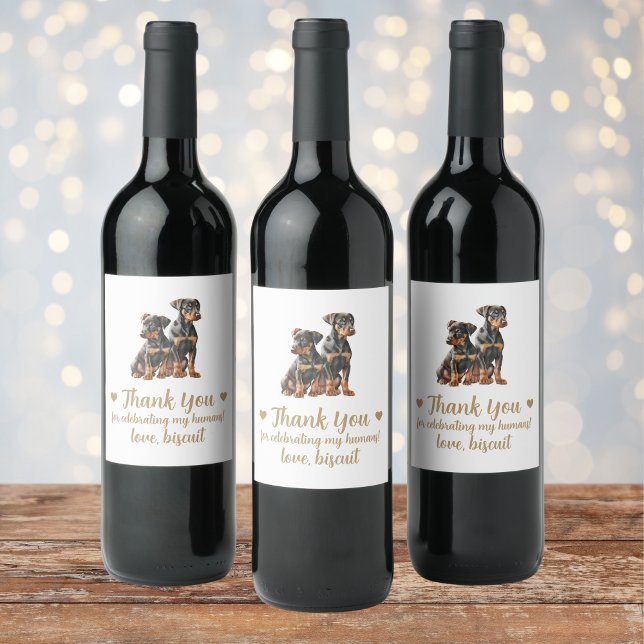 Personlig Hund Vin Bröllop Vinflaska Etikett (Skapare uppladdad)