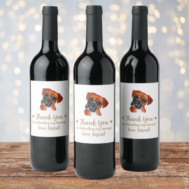 Personlig Hund Vin Bröllop Vinflaska Etikett (Skapare uppladdad)