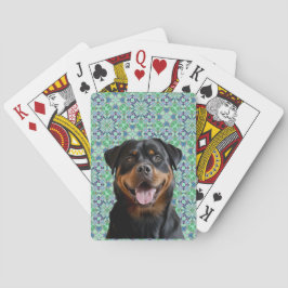Personlig hunddjur foto grön mandala-mönster casinokort