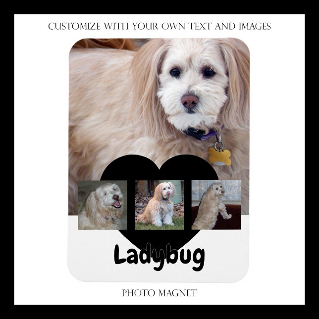 Personlig hundfoto collage med anpassat namn magnet (Skapare uppladdad)