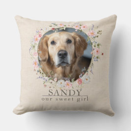 Personlig hundfoto & namn | Elegant akvarell Kudde