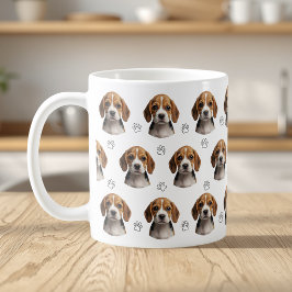 Personlig hundfoto tassmönster kaffemugg