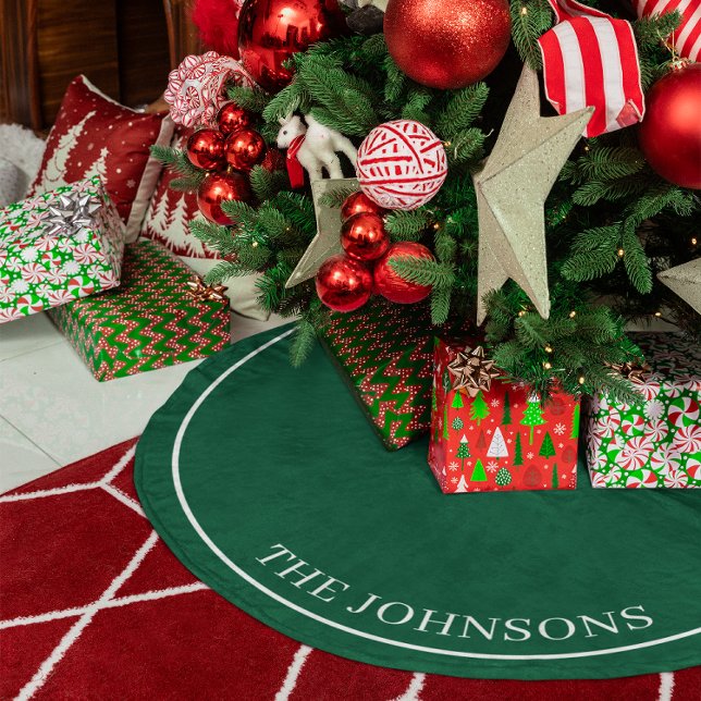 Personlig Hunter Grönt Julgransmatta Fleece (Personalized Hunter Green Fleece Tree Skirt)