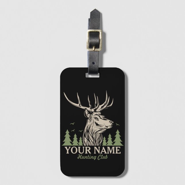 Personlig Hunter Hjort Elk Antler Hunting Klubb Bagagebricka (Framsida vertikal)