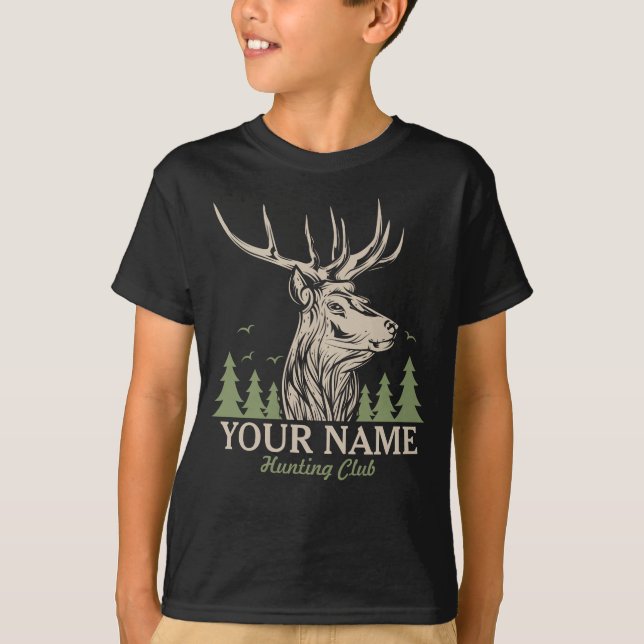 Personlig Hunter Hjort Elk Antler Hunting Klubb T Shirt (Framsida)