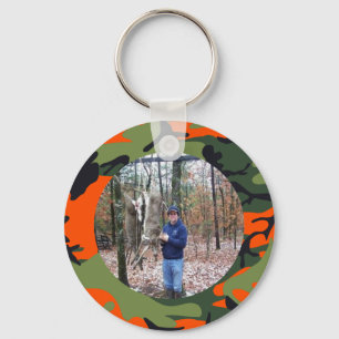 Personlig Hunters Orange Camo Ring Photo Nyckelring
