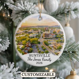 Personlig Huntsville-ornament, Anpassad Alabama Julgransprydnad Keramik