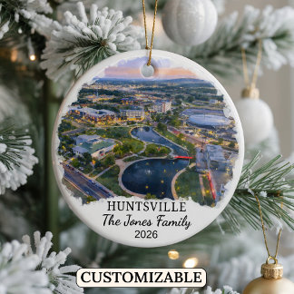 Personlig Huntsville-ornament, Anpassad Alabama Julgransprydnad Keramik