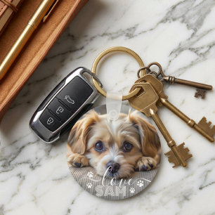 Personlig husdjursfoto present till hundägare namn nyckelring