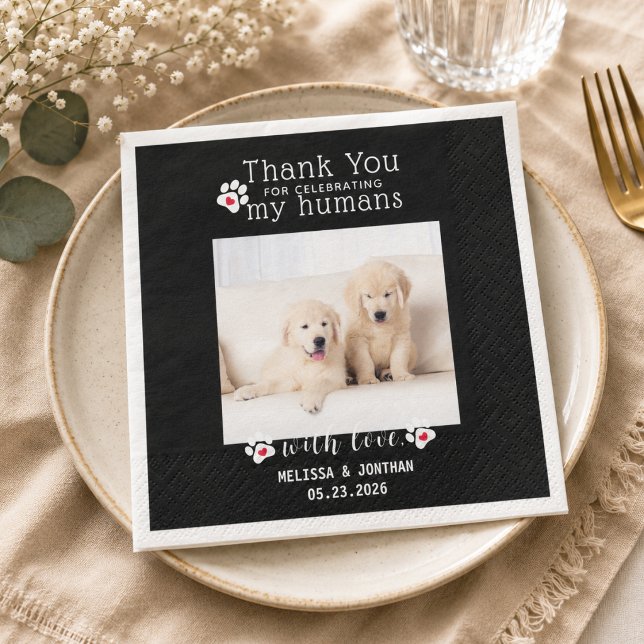 Personlig husdjursfoto tack hundbröllop pappersservett (Personalized Pet Photo Thank You Dog Wedding Napkins)