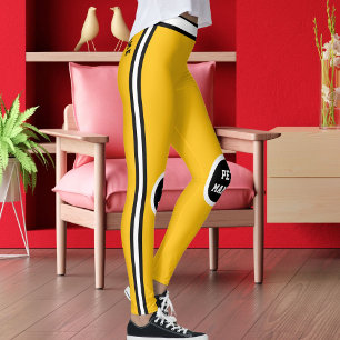 Personlig Husdjursmamma Gul Svart Vit Randig Leggings