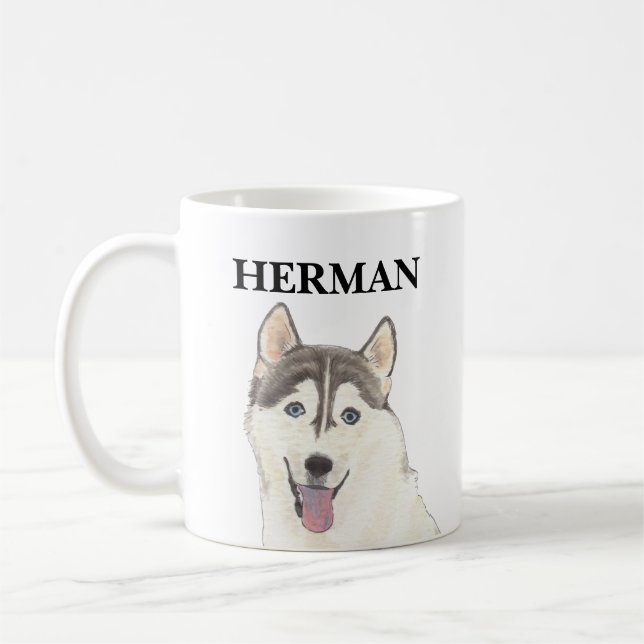 Personlig Husky Hund Kaffemugg (Vänster)