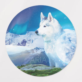 Personlig Husky hund med berg Klistermärke