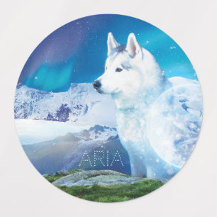 Personlig Husky hund med berg Klistermärke