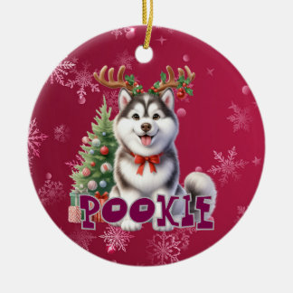 Personlig Husky jul-Hund Ornament