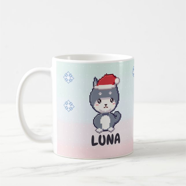 Personlig Husky Julmugg Kaffemugg (Vänster)