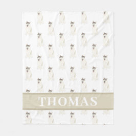 Personlig Husky Rosa & White Fleecefilt