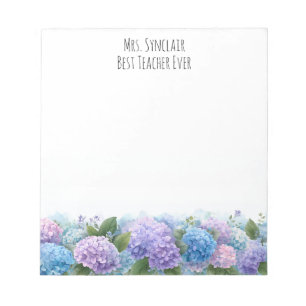 Personlig Hydrangea-blomma Läraruppskattning Anteckningsblock