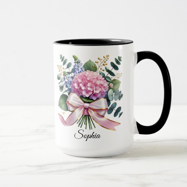 Personlig Hydrangea Blomma Namn Kopp Present (Höger)