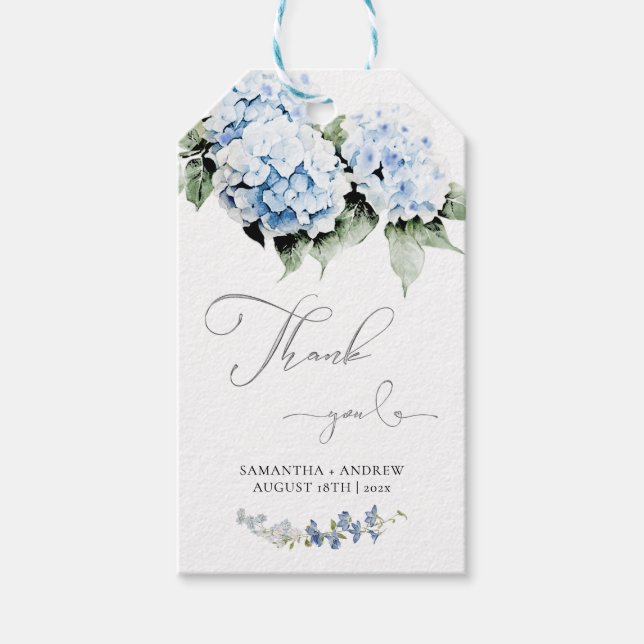 Personlig Hydrangea Bröllop Gift Märkre Template Presentetikett (Framsidan)