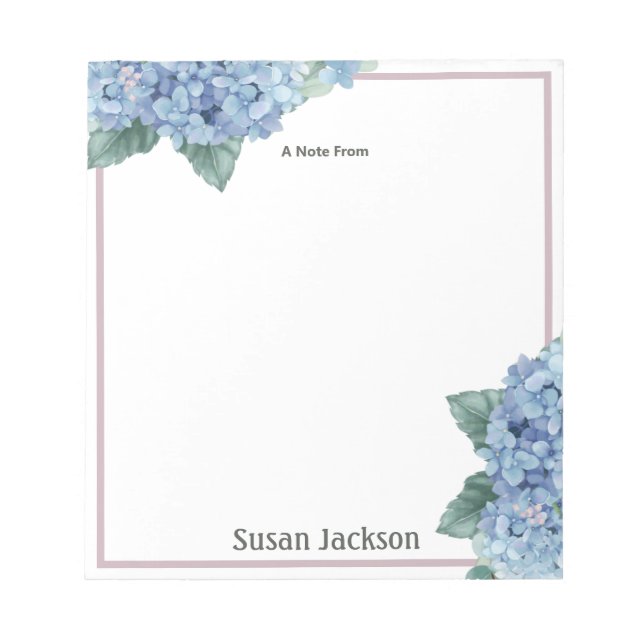 Personlig Hydrangea Rosa och Blue Anteckningsblock (Framsida)